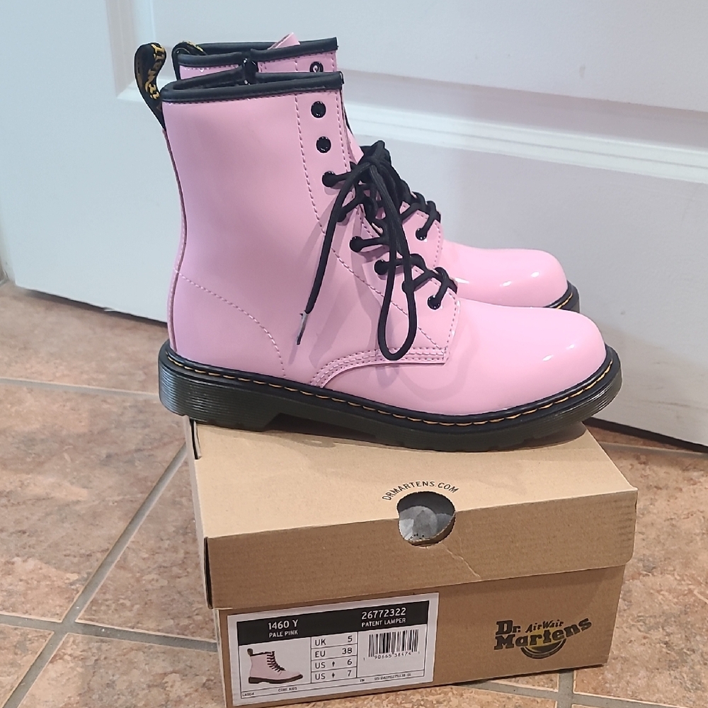 Dr. Martens Light Pink Boots with Black Laces